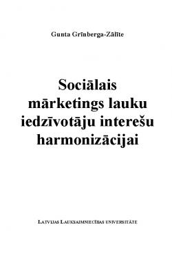 Educational tool: Sociālais mārketings lauku iedzīvotāju interešu harmonizācijai 